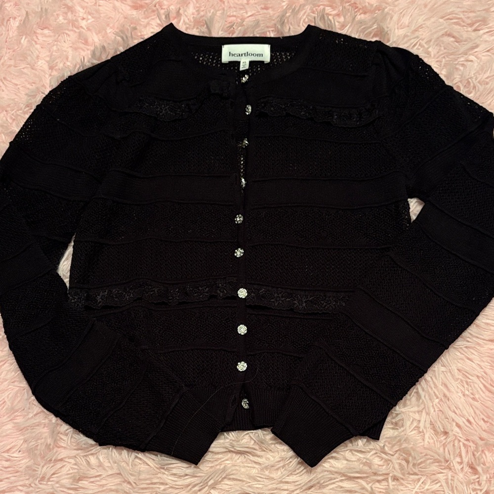 Heartloom Black Button-Up Cardigan